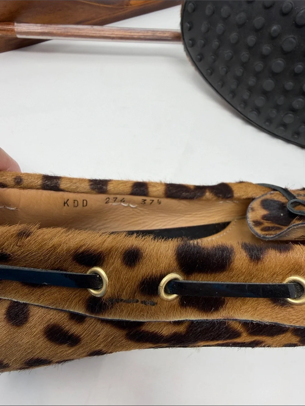 The Original Car Shoe Calf Hair Leopard Print Moccasin Driving Loafers Size 7.5